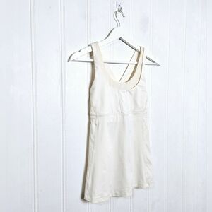 Lululemon Athletica Cream Cross Athletic Tank Top Size 0 Padded Bra Mesh